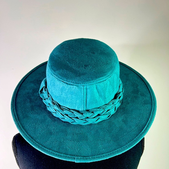 Time and Tru Accessories - Time & Tru Teal Green Faux Suede Hat